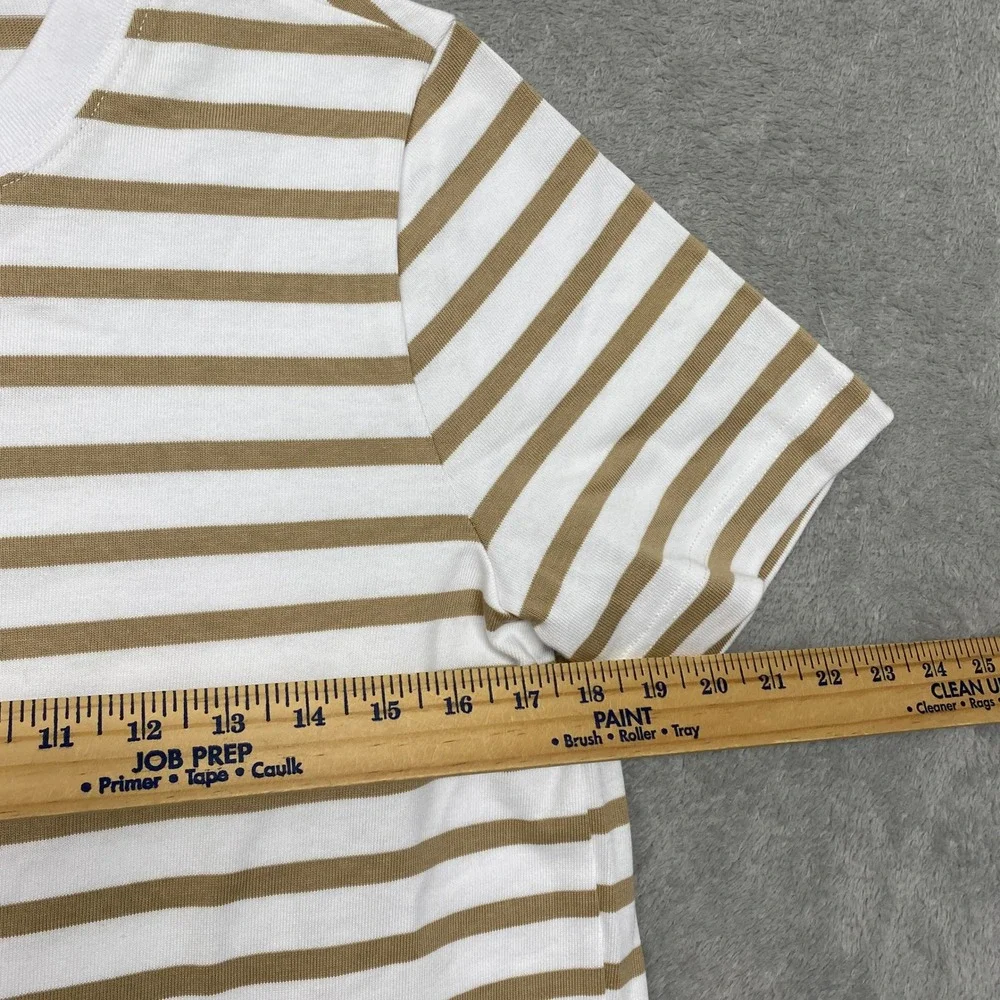 Madewell Tee Womens Medium Tan White Striped Heavyweight Cotton Jersey NZ396 - Picture 6 of 9